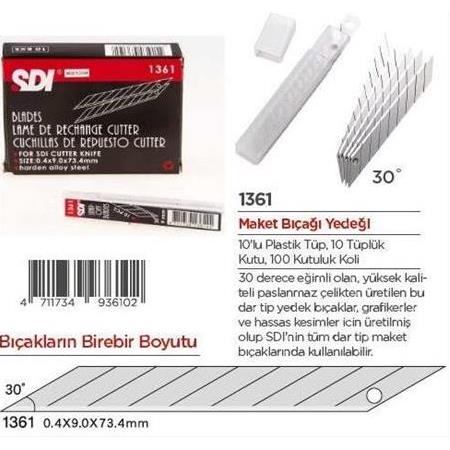 Sdi Maket Bıçağı Yedeği Dar 1361 / 30 Derece  100 adet