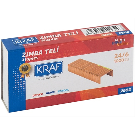 Kraf Zımba Teli 24/6 Sarı 1000'li 255G