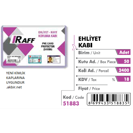 Yatay Kart Kabı Sert 50 Adet