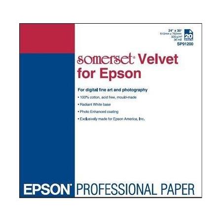 EPSON S041699 Somerset "Velvet Fine Art" Paper for, 24"x30 / 20 sayfa